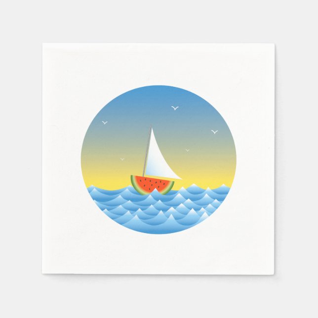 Wassermelone Sailboat Serviette (Vorderseite)