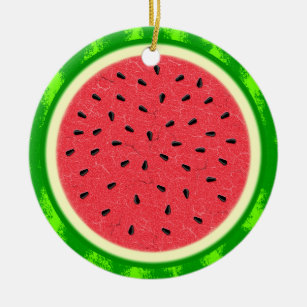 Wassermelone-Scheibe-Sommer-Frucht mit Rinde Keramik Ornament