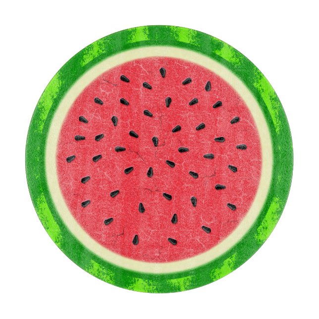 Wassermelone-Scheibe-Sommer-Frucht mit Rinde Schneidebrett (Vorderseite)