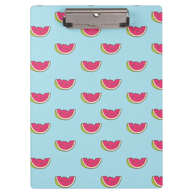 Wassermelone-Scheiben auf aquamarinem Muster Klemmbrett (Vorderseite)