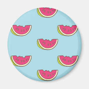 Wassermelone Scheiben auf Aquamarinem Muster Magnet