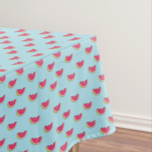 Wassermelone-Scheiben auf aquamarinem Muster Tischdecke