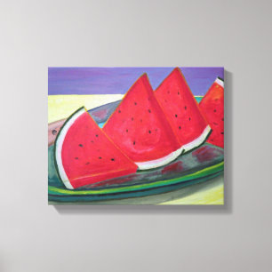 Wassermelone-Scheiben Leinwanddruck