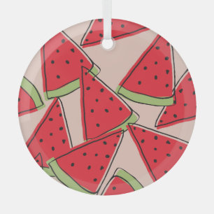 Wassermelone Scheiben Rosa Hintergrund Muster Ornament Aus Glas
