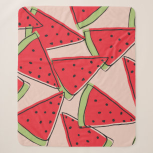 Wassermelone Scheiben Rosa Hintergrund Muster Sherpadecke