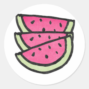 Wassermelone-Scheiben Runder Aufkleber