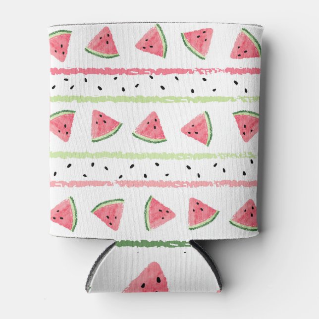 Wassermelone Scheiben: Wasserfarbe gestrichen Naht Dosenkühler (Vorderseite)