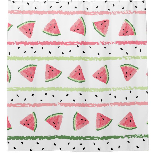Wassermelone Scheiben: Wasserfarbe gestrichen Naht Duschvorhang (Vorderseite)