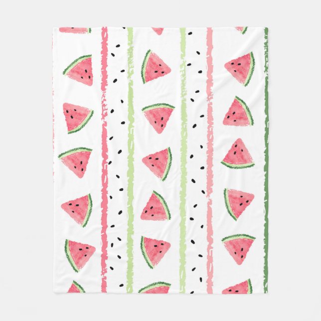 Wassermelone Scheiben: Wasserfarbe gestrichen Naht Fleecedecke (Vorderseite)