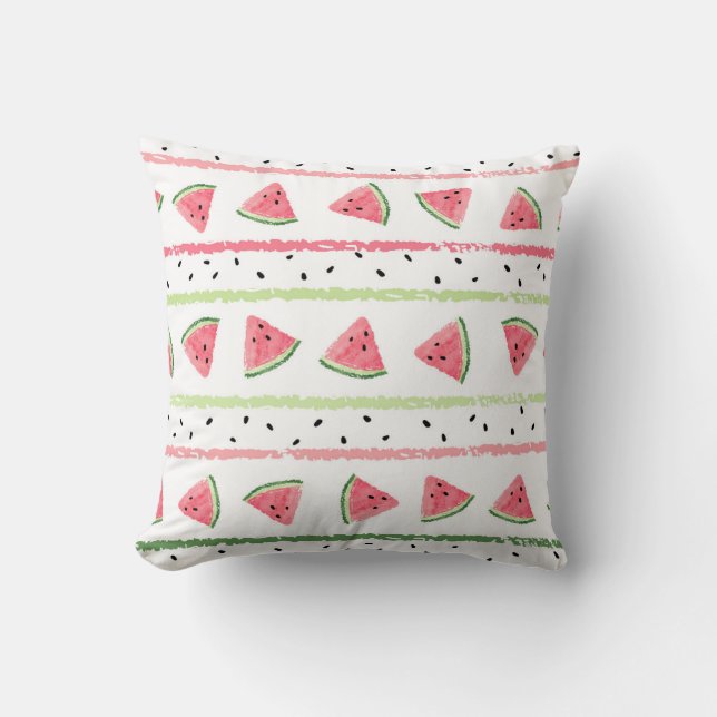 Wassermelone Scheiben: Wasserfarbe gestrichen Naht Kissen (Vorderseite)