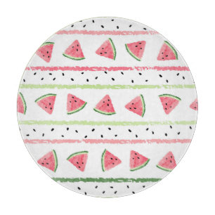 Wassermelone Scheiben: Wasserfarbe gestrichen Naht Schneidebrett