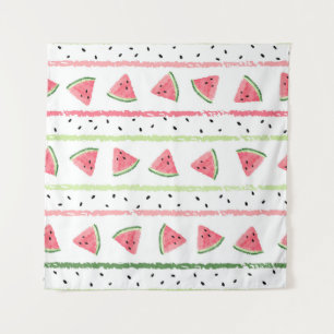 Wassermelone Scheiben: Wasserfarbe gestrichen Naht Wandteppich