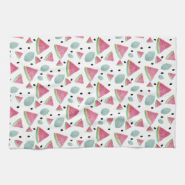 Wassermelone Scheiben Wasserfarbe Handgestrichen Geschirrtuch