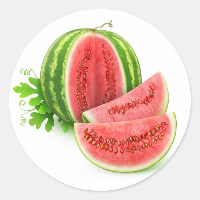 Wassermelone schneiden runder aufkleber (Vorderseite)