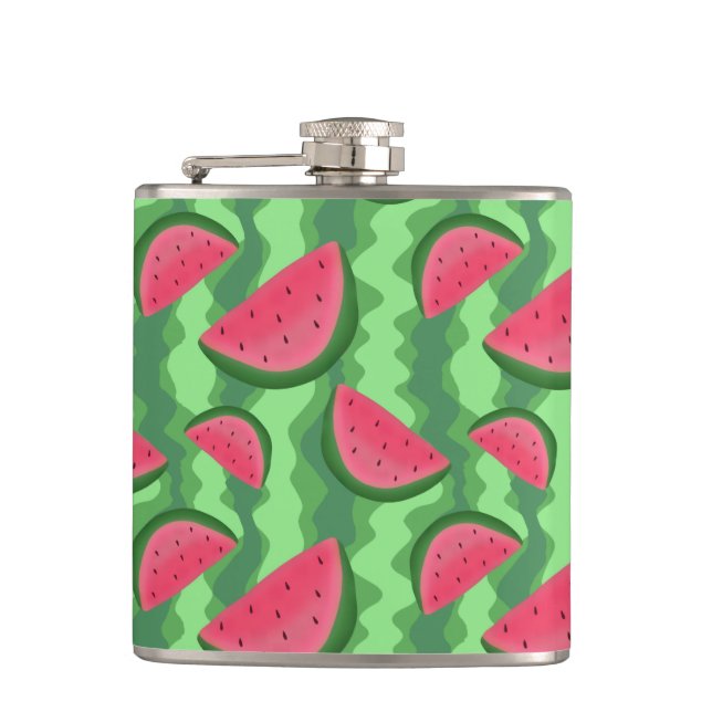 Wassermelone schneidet Muster Flachmann (Vorderseite)