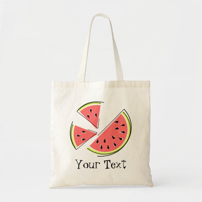 Wassermelone schneidet "Text" Taschentasche Tragetasche (Vorne)