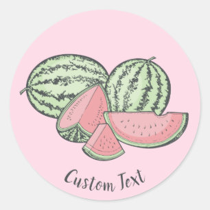 Wassermelone Sketches Runder Aufkleber