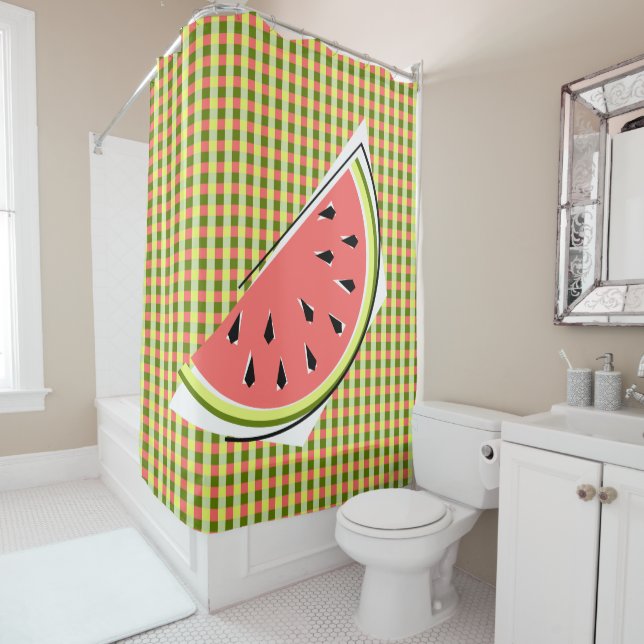 Wassermelone Slice Karo Duschvorhang (Beispiel)
