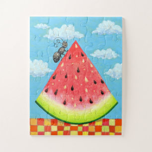 Wassermelone Slice mit Ant Funny Whimsischer Somme