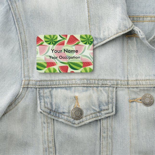 Wassermelone Slice Nahtloser Hintergrund Namensschild (Beispiel)