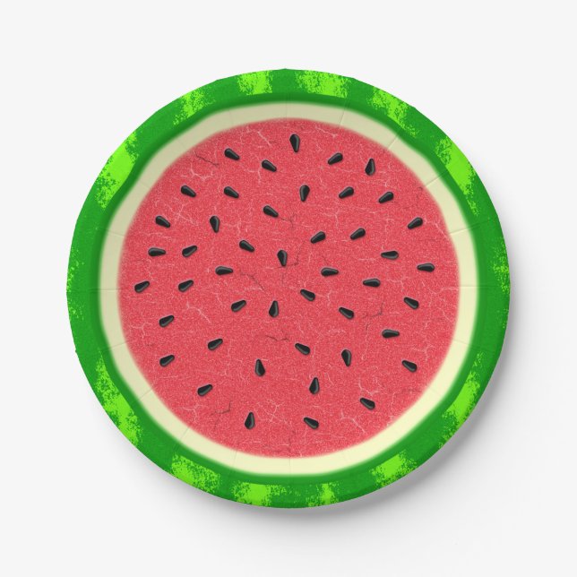 Wassermelone Slice Sommer Früchte mit Rind Pappteller (Vorderseite)
