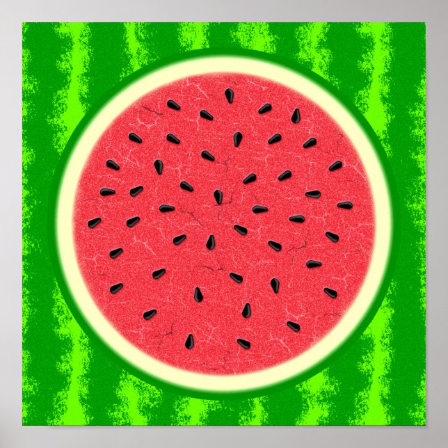 Wassermelone Slice Sommer Früchte mit Rind Poster (Vorne)