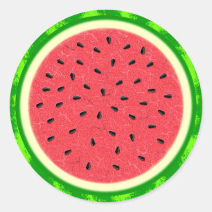 Wassermelone Slice Sommer Früchte mit Rind Runder Aufkleber
