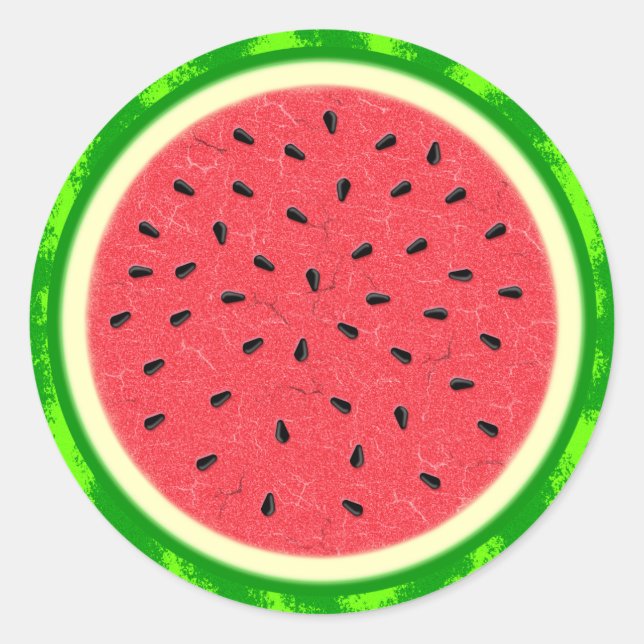 Wassermelone Slice Sommer Früchte mit Rind Runder Aufkleber (Vorderseite)