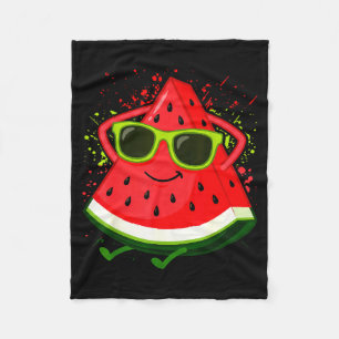 Wassermelone Sommer-Melone mit Sonnenbrille Lustig Fleecedecke