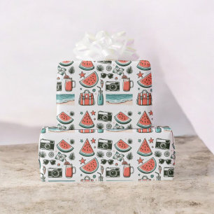 Wassermelone-Sommerfrucht-Design mit Wasserfarben  Geschenkpapier