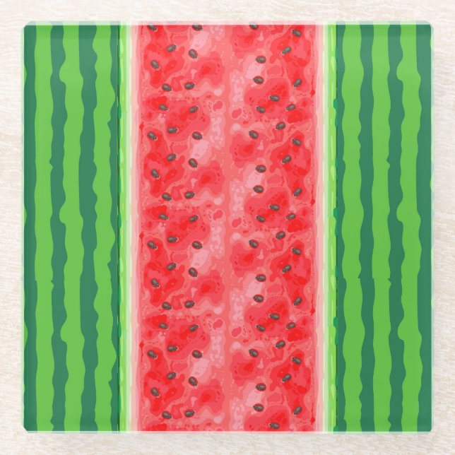 Wassermelone Sommerfrüchte Glasuntersetzer (Vorderseite)