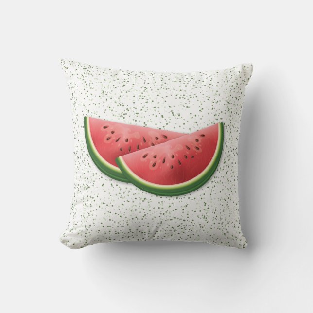 Wassermelone Sommerfruchtscheiben und grüne Punkte Kissen (Vorderseite)