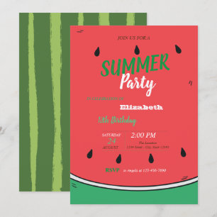 Wassermelone, Sommerparty Einladung