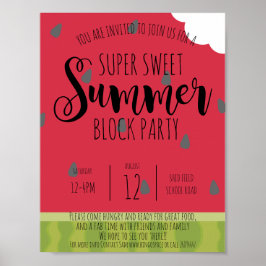 Wassermelone Sommerquartier Party Poster