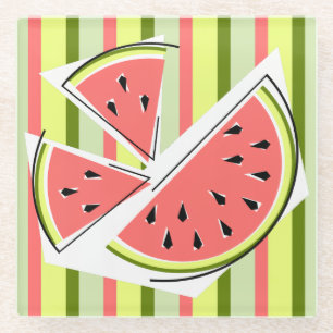 Wassermelone Streifen klassisch Glasuntersetzer