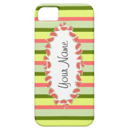 Wassermelone Streifen Klassischer ovaler "Name" ho Case-Mate iPhone Hülle