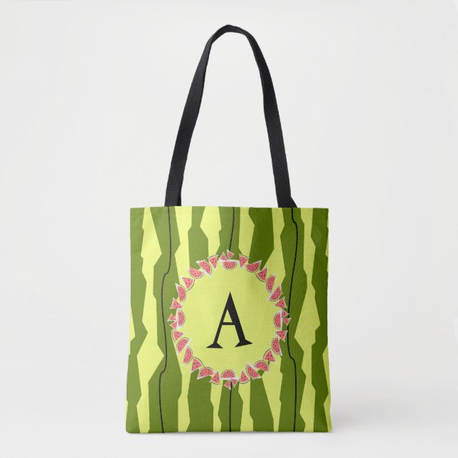 Wassermelone Streifen-Monogramm Totbeutel Tasche (Vorderseite)