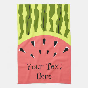 Wassermelone Streifen Pink Text Küchentuch vertika