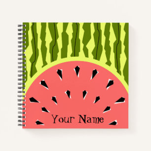Wassermelone Streifen Rosa Name Notizbuch