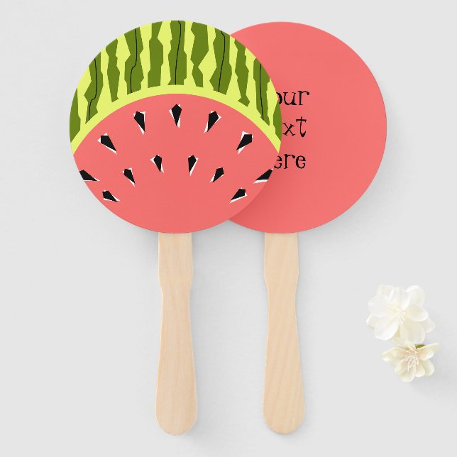 Wassermelone Streifen rosa Text Fächer (Vorne und Hinten)