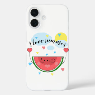 Wassermelone, Text, "I Liebe Summer" iPhone 16 Hülle