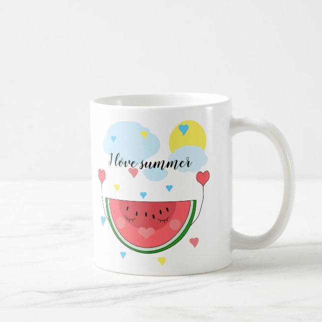 Wassermelone, Text, "I Liebe Summer", Kaffeetasse (Rechts)