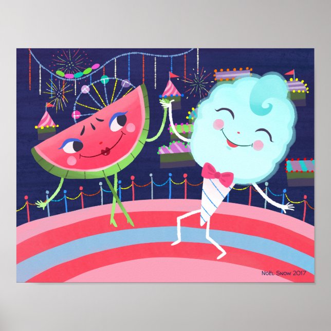 Wassermelone und Cotton Candy Carnival Poster (Vorne)