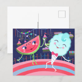 Wassermelone und Cotton Candy Carnival Postkarte
