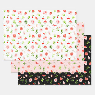 Wassermelone und Granatapfelmuster Geschenkpapier Set
