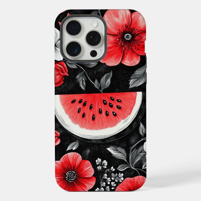 Wassermelone und Mohn iPhone 15 Pro Max Hülle (Rückseite)