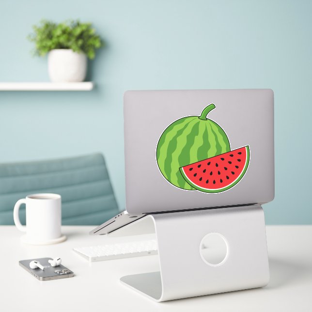 Wassermelone und Slice Aufkleber (Laptop auf Schreibtisch)