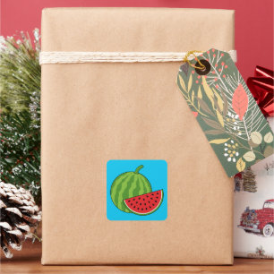 Wassermelone und Slice Quadratischer Aufkleber