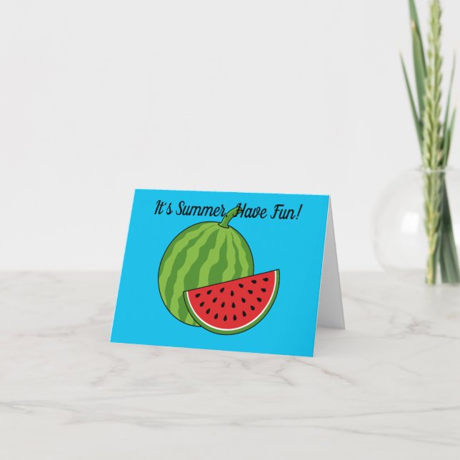 Wassermelone und Slice | Text hinzufügen Dankeskarte (Vorderseite)