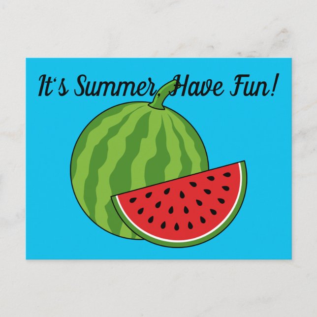 Wassermelone und Slice | Text hinzufügen Postkarte (Vorderseite)